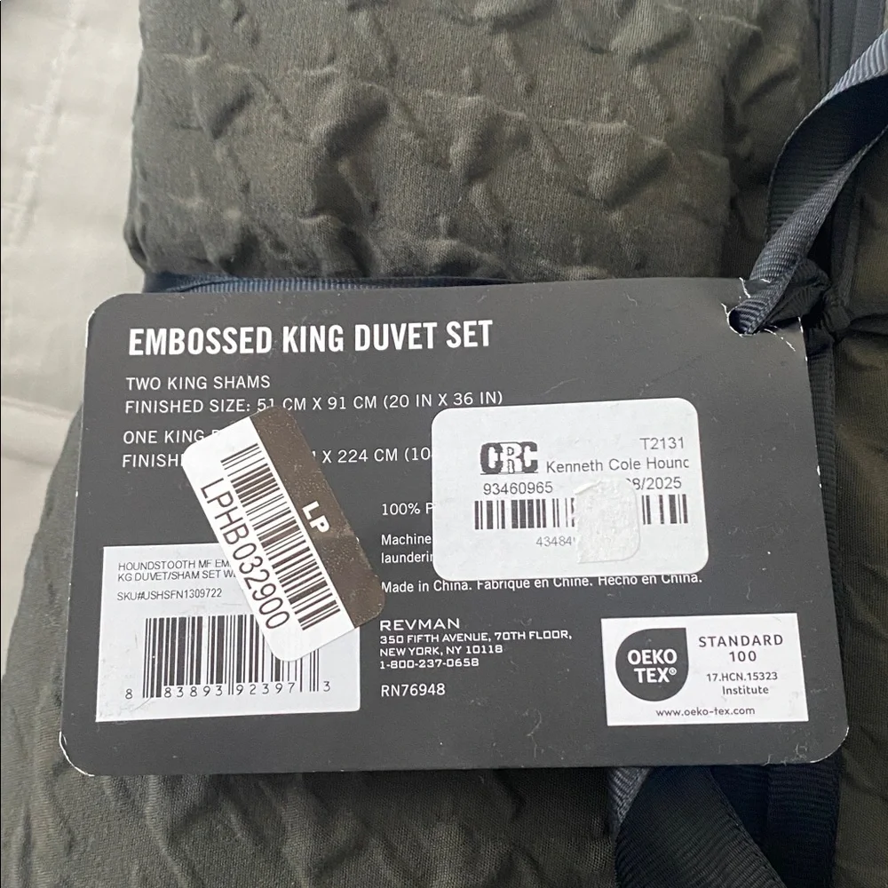 NEW Kenneth Cole Olive Green 3 pc Duvet Bedding Set